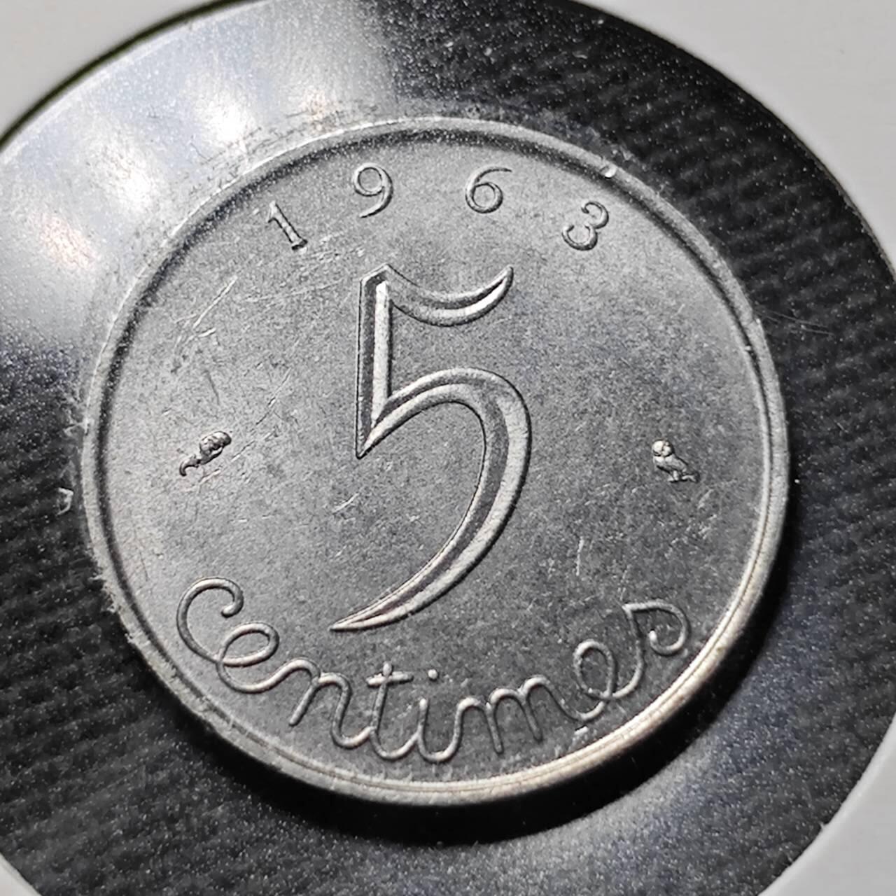 KK钱币收藏小铺  第365场  2月预留时间 周末发货  1963法国5生丁