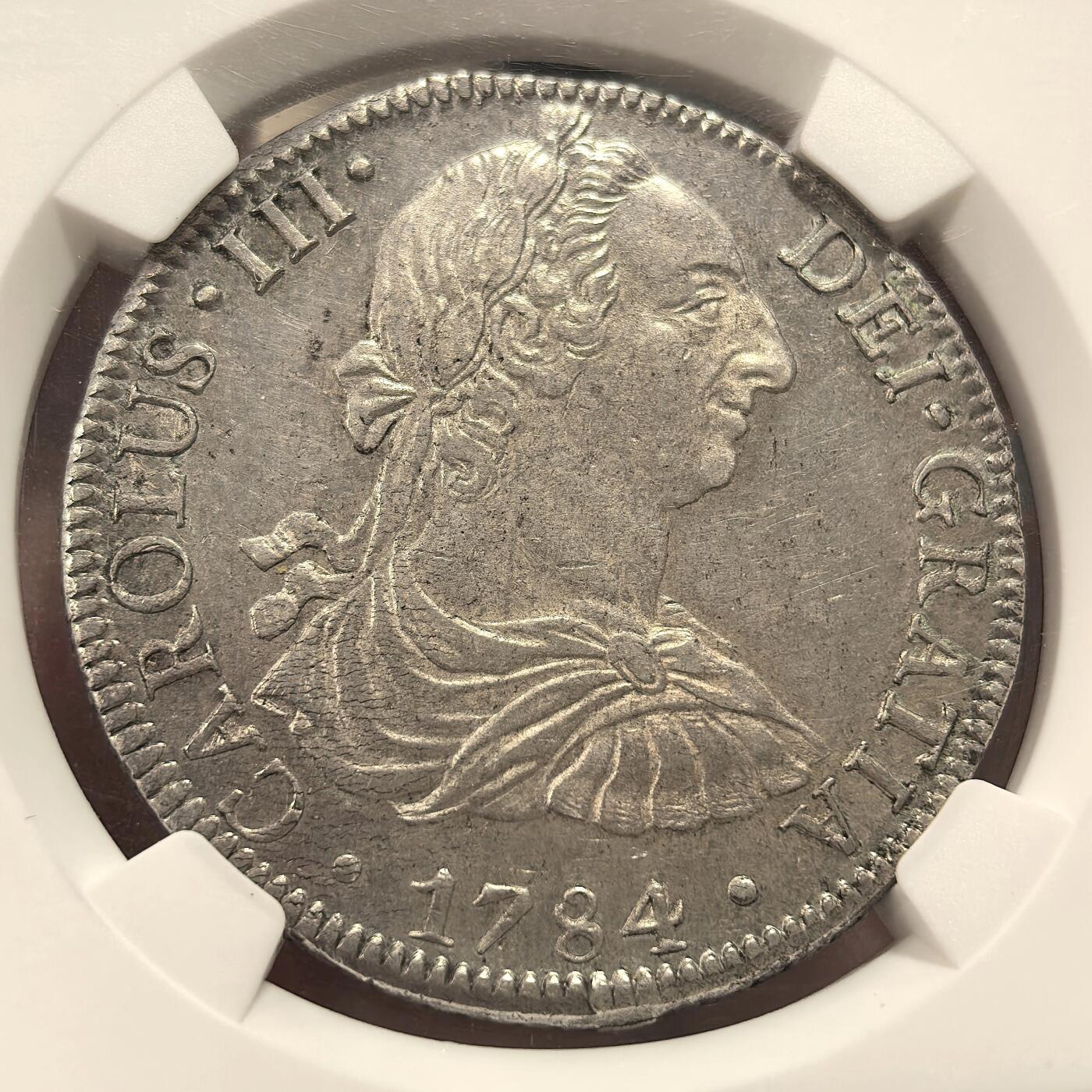 博洋堂“物美丰成”11月精品专场暨第145期（全场包邮） NGC MS61 西属墨西哥厂卡洛斯三世1784年8里亚尔，麦稀奇卡三人像精品最近好久没见了，这枚卡三双面深打无缺陷，有点类pooflike底板