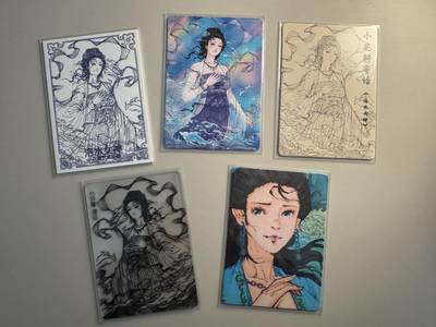 寸草不生拍卖会 第十三期 （ 持续收拍中） - 小花瓣 洛水女神 5张 手绘复刻 053/99