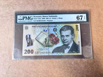 【Blue Auction】世界纸币精拍第747期——18级TOP拍卖/信誉/品质/专业/高效💫 - 罗马尼亚 2006年200雷 PMG67EPQ