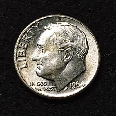 【全场包邮】纯粹捡漏拍474场（免费代拍第11场） - 美国1964年罗斯福10分银币