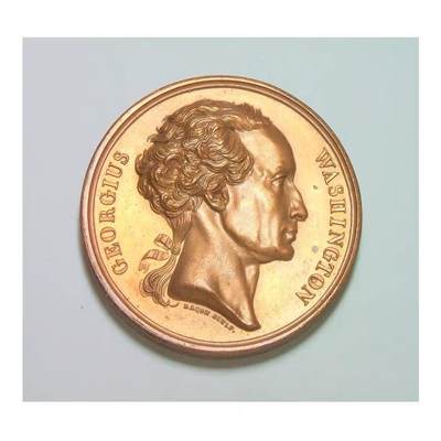 法国1819年 华盛顿总统 稀少青年像高浮雕精制大铜章 40MM - 法国1819年 华盛顿总统 稀少青年像高浮雕精制大铜章 40MM