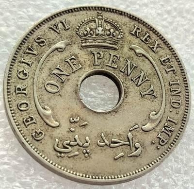  外国优质老铜币银币，周六九点倒数截拍，满百包邮，可寄存半年，喜欢朋友微信扫描二维码可直接参拍 - 英属西非1940年中孔大便士