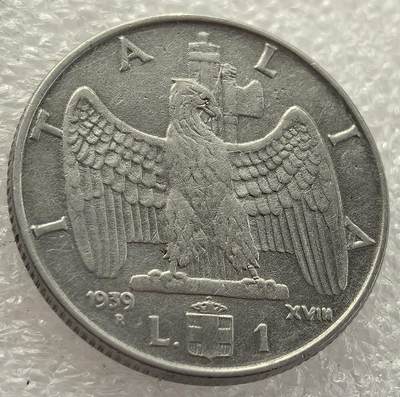  外国优质老铜币银币，周六九点倒数截拍，满百包邮，可寄存半年，喜欢朋友微信扫描二维码可直接参拍 - 意大利1939年1里拉