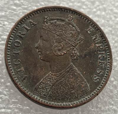  外国优质老铜币银币，周六九点倒数截拍，满百包邮，可寄存半年，喜欢朋友微信扫描二维码可直接参拍 - 印度1887年1/4安娜