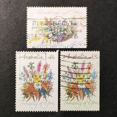 ↓君缘收藏645期☞钱币邮品↓无佣金、可寄存、满30元包邮  - 澳大利亚邮票，1990.92年花束问候邮票3套3全