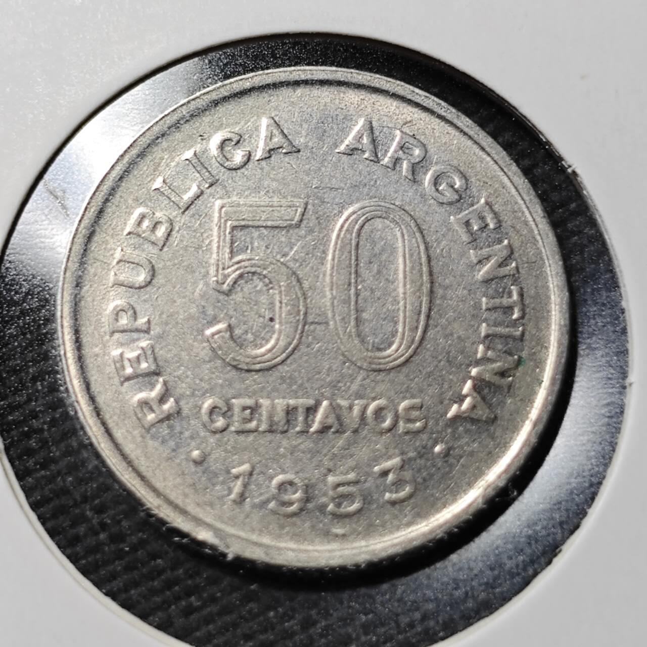 KK钱币收藏小铺  第365场  2月预留时间 周末发货  1953阿根廷50分