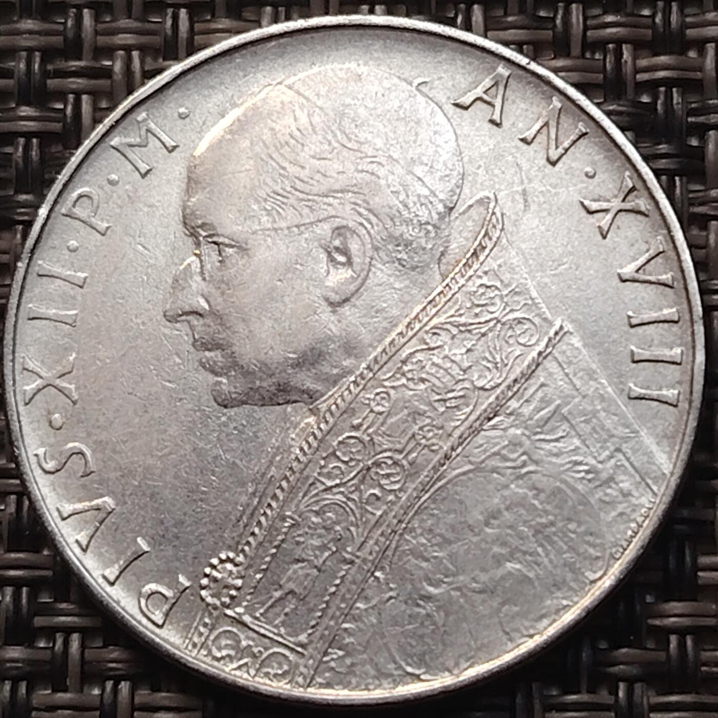 布加迪🐬～世界钱币(上海)🌾第 258 期 /  各国套币和散币 梵蒂冈🇻🇦 1956年 100里拉 