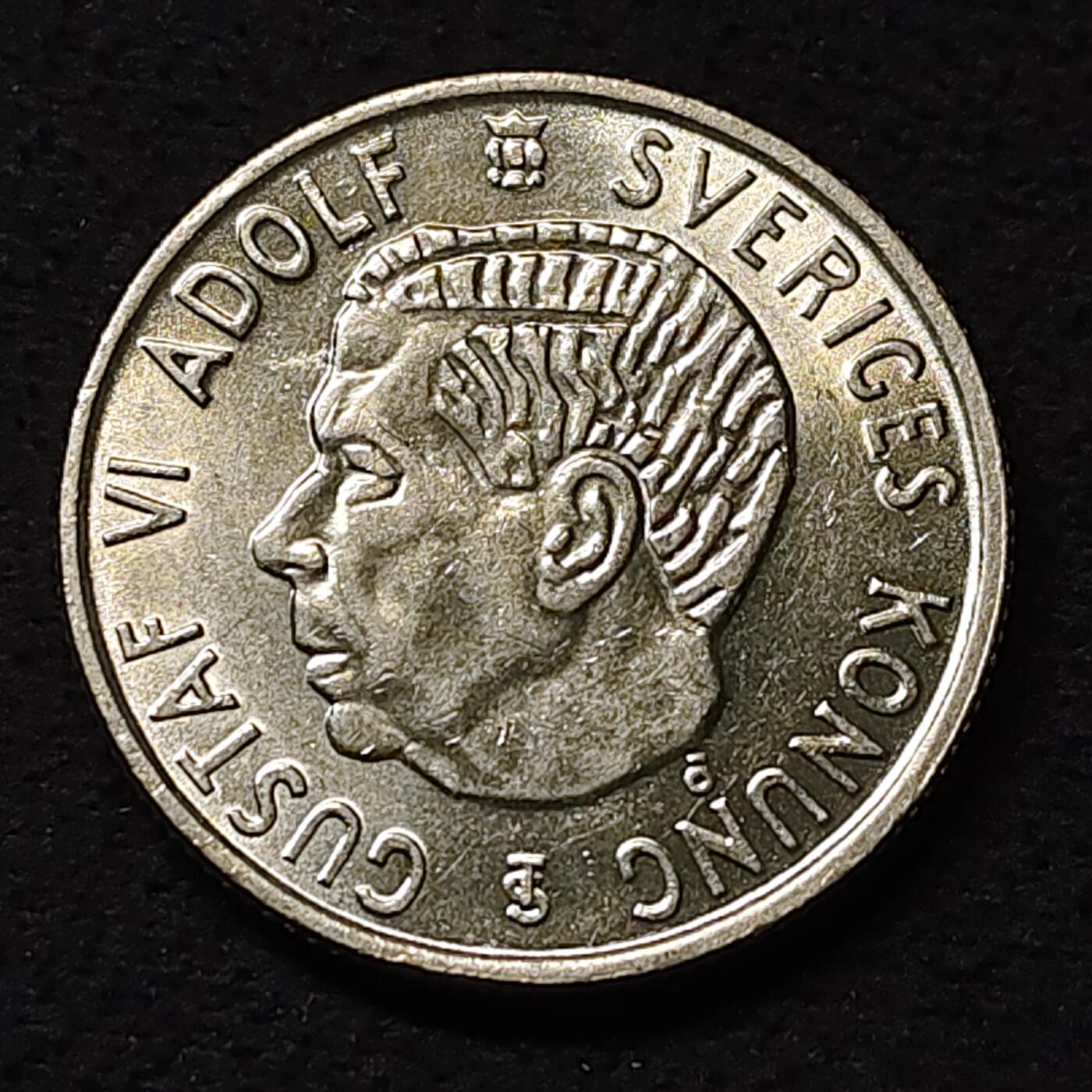 【全场包邮】纯粹捡漏拍474场（免费代拍第11场） 瑞典1958年古斯塔夫六世2克朗银币