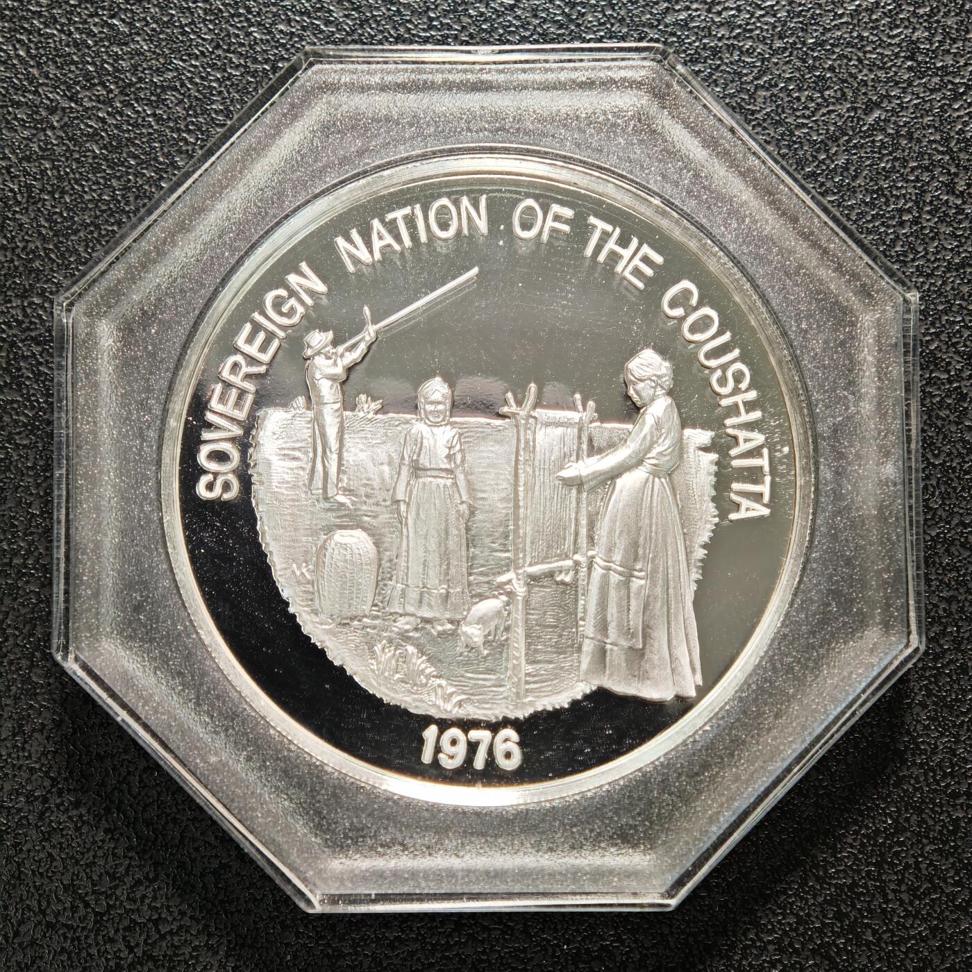 【德藏】世界币章拍卖第152期（拍品征集中~欢迎藏友联系） 1976年 美国考沙塔人精制纪念银章 999银 细节丰富 直径约：38.7mm；重约：24.6g