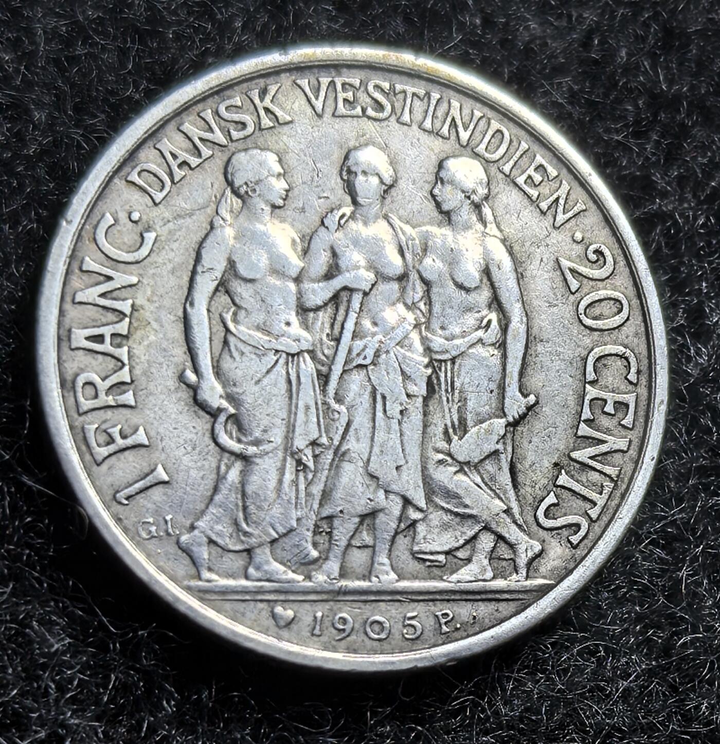 西班牙、丹属西印度、法属殖民地、乌拉圭银币古铜币，周五晚上九点倒数截拍，满百包邮，可寄存半年，喜欢朋友微信扫描二维码可直接参拍 好品丹属西印度1905年20分银币，km79