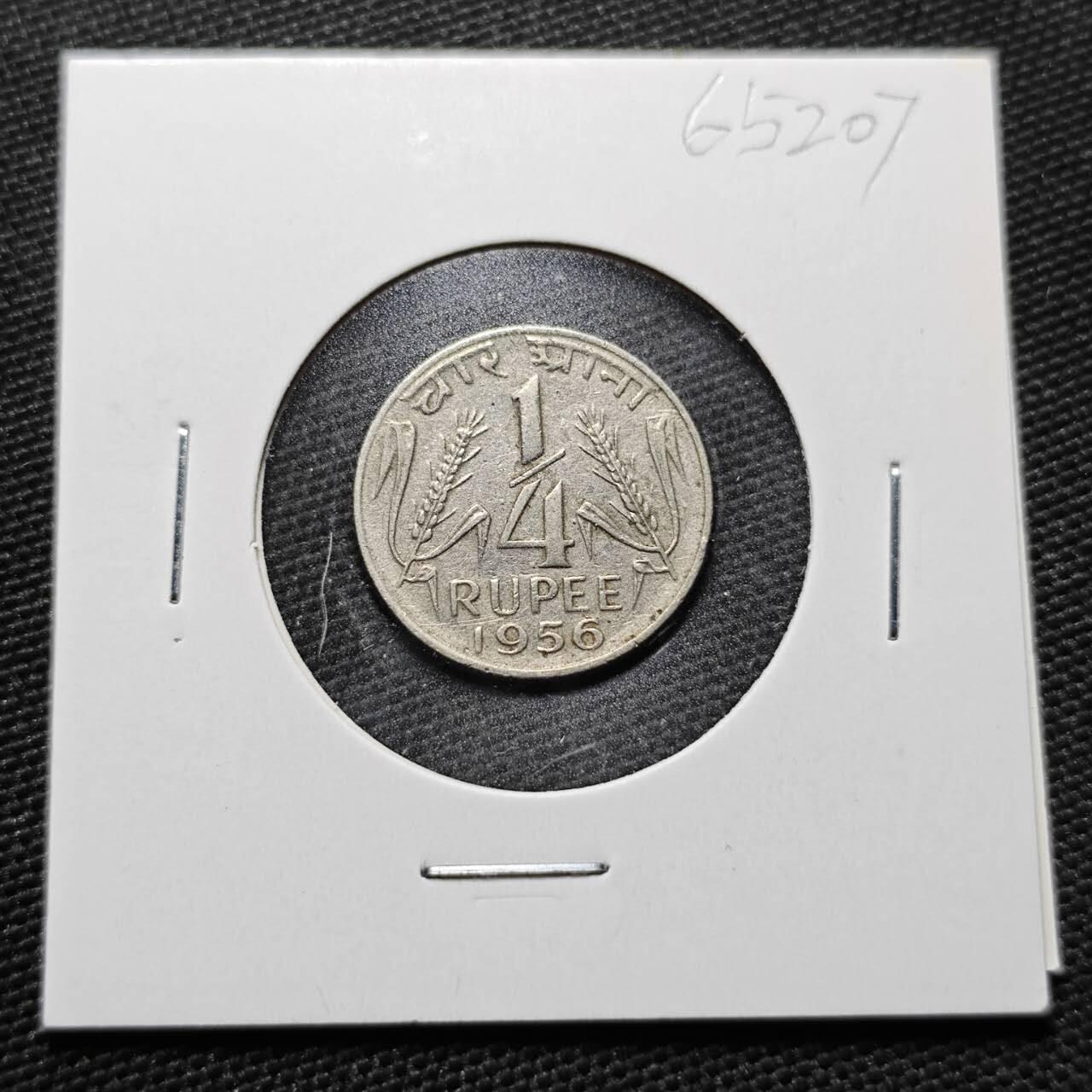 KK钱币收藏小铺  第365场  2月预留时间 周末发货  1956印度1/4卢比镍币