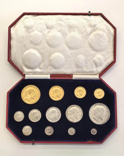 博洋堂“物美丰成”11月精品专场暨第145期（全场包邮） - 英国1902年爱德华七世加冕金银币大全套13枚原盒套币