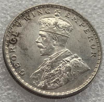  外国优质老铜币银币，周六九点倒数截拍，满百包邮，可寄存半年，喜欢朋友微信扫描二维码可直接参拍 - 印度乔治五世1919年1卢布银币