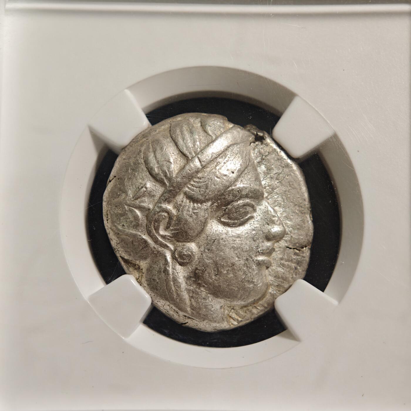 【德藏】世界币章拍卖第152期（拍品征集中~欢迎藏友联系） 公元前440-404年 古希腊雅典猫头鹰四拉克马银币 图案打制立体感十足 NGC VF