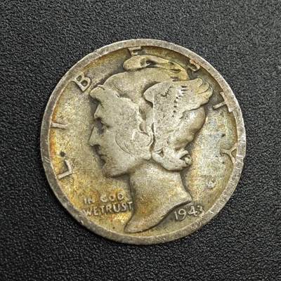 【淘币小摊】实时拍第七百九十拍   散币场   满百包邮可预留二周 每周一统一发货   - 美国1943年小飞人 10分银币