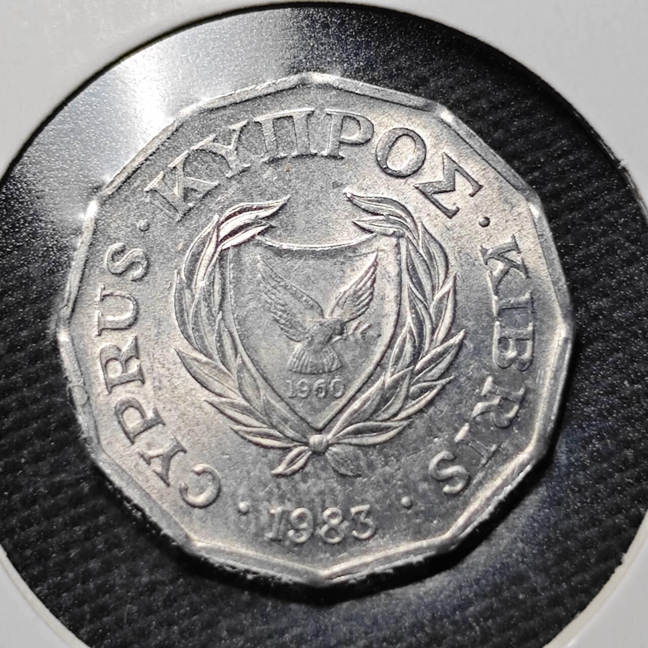 KK钱币收藏小铺  第365场  2月预留时间 周末发货  1983塞浦路斯1/2分 好品