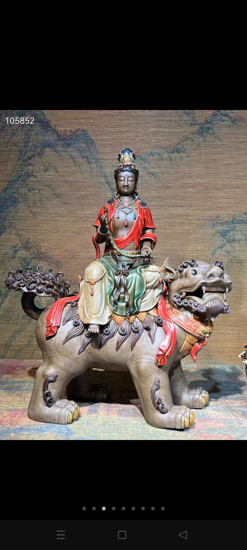 紫砂挂釉文殊菩萨，普贤菩萨，工艺精湛，造型微妙微翘，保存非常完整！