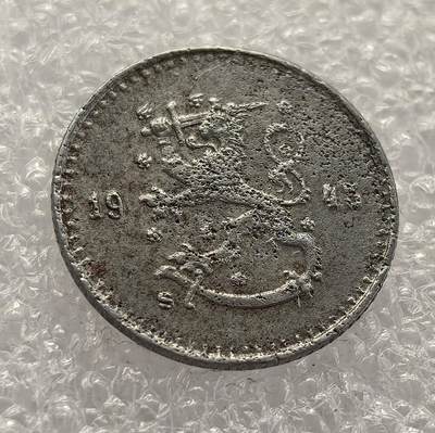  外国优质老铜币银币，周六九点倒数截拍，满百包邮，可寄存半年，喜欢朋友微信扫描二维码可直接参拍 - 芬兰1945年25芬尼钢币版