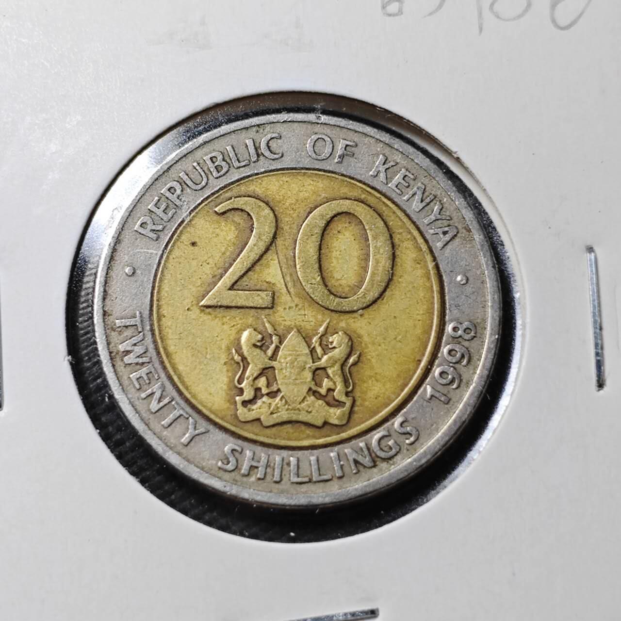 KK钱币收藏小铺  第365场  2月预留时间 周末发货  肯尼亚20先令双色币
