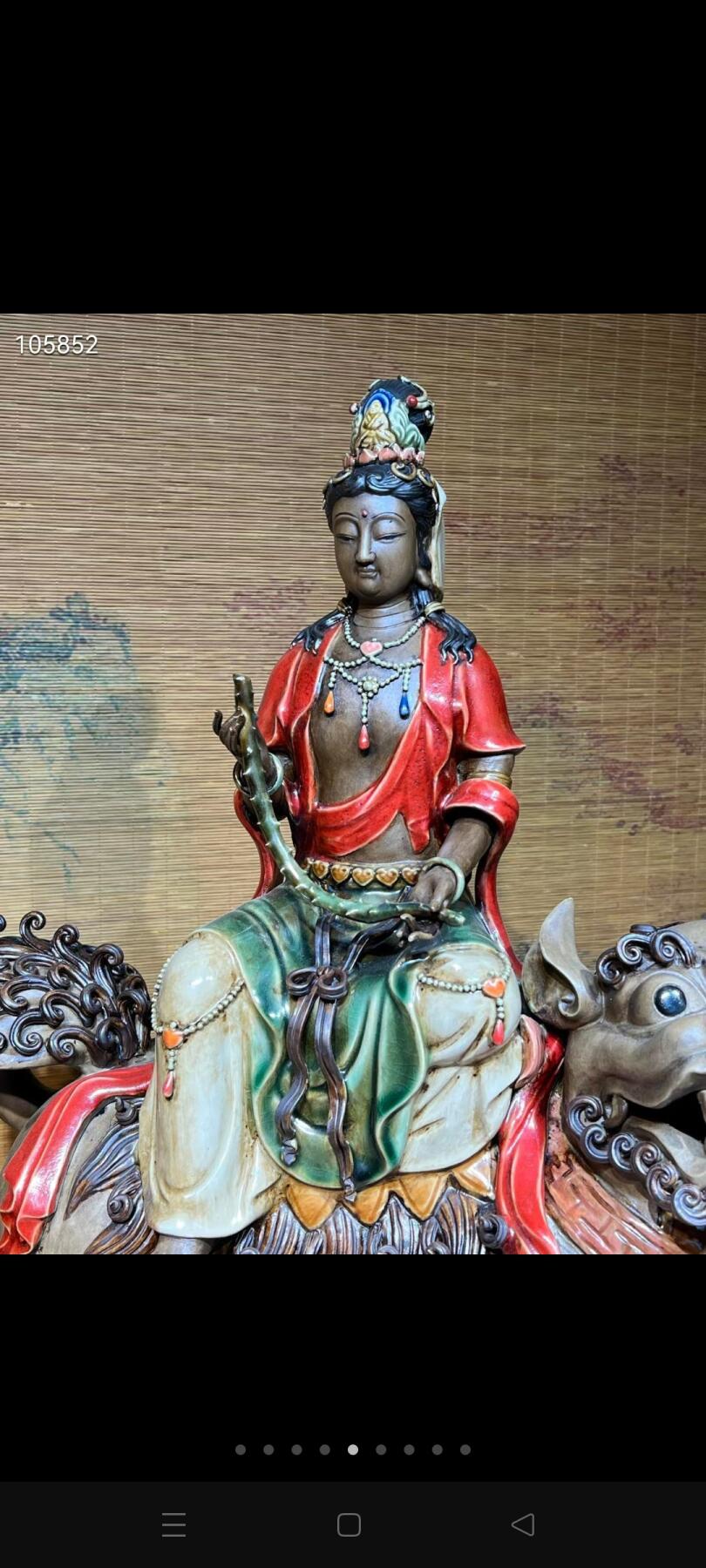 紫砂挂釉文殊菩萨，普贤菩萨，工艺精湛，造型微妙微翘，保存非常完整！