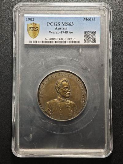 【德藏】世界币章拍卖第152期（拍品征集中~欢迎藏友联系） - 1902年 奥地利奥尔穆茨手工业协会第二届工业与商业展览50mm纪念大铜章 设计极其细致 PCGS MS63