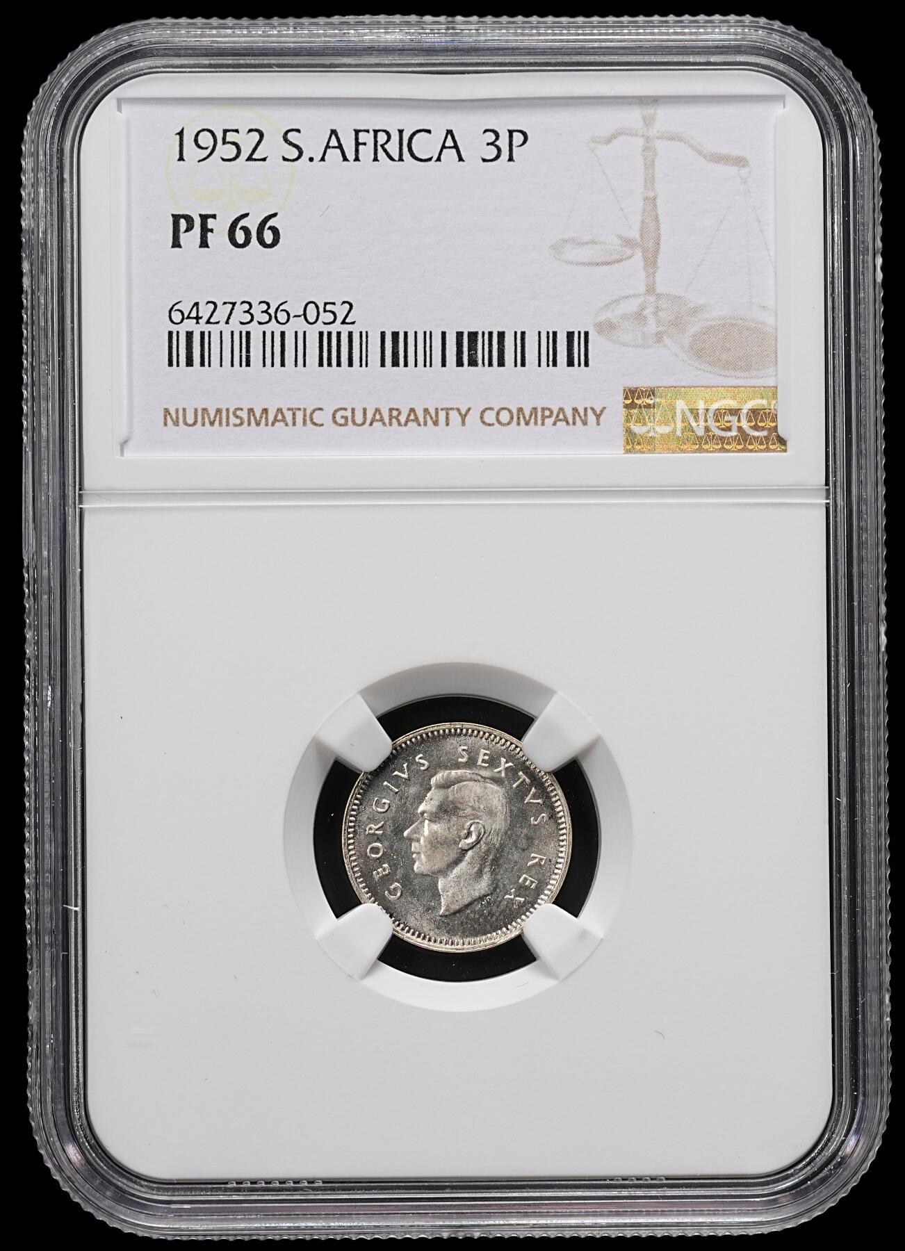 修遠堂世界钱币第九十二期 NGC PF66 1952年南非3便士精制银币