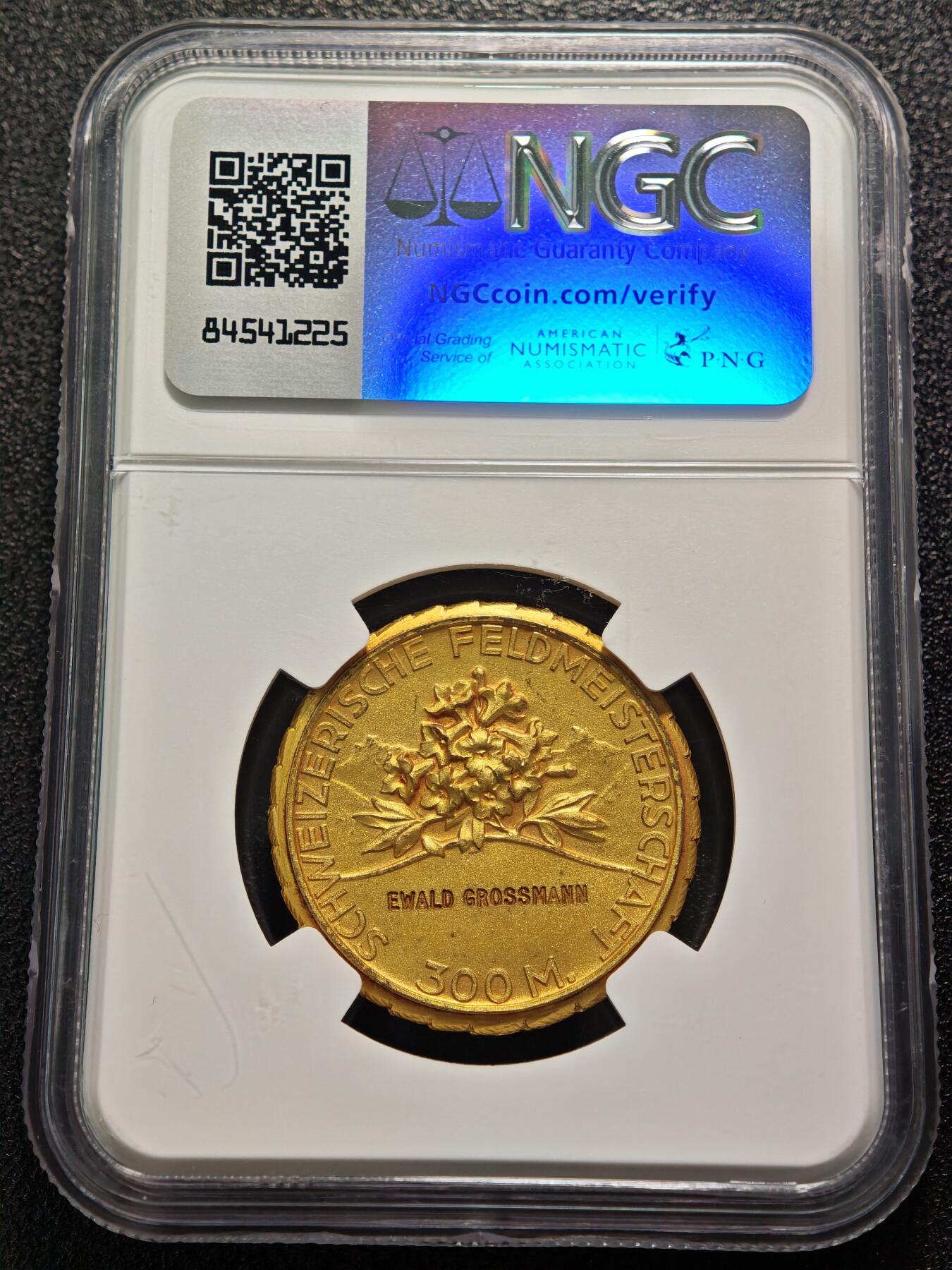 【德藏】世界币章拍卖第152期（拍品征集中~欢迎藏友联系） 1920-30年 瑞士射击节镀金银章  金水十足 射击节系列经典品种 NGC MS66