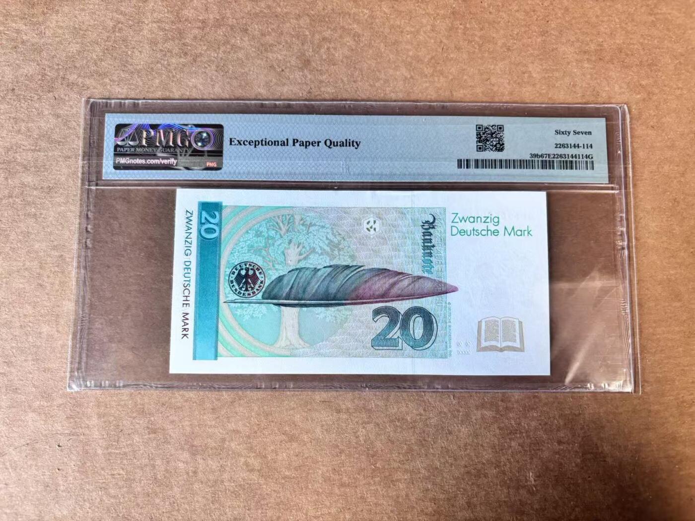 【Blue Auction】世界纸币精拍第747期——18级TOP拍卖/信誉/品质/专业/高效💫 【无47】德国 1993年20马克  PMG67EPQ
