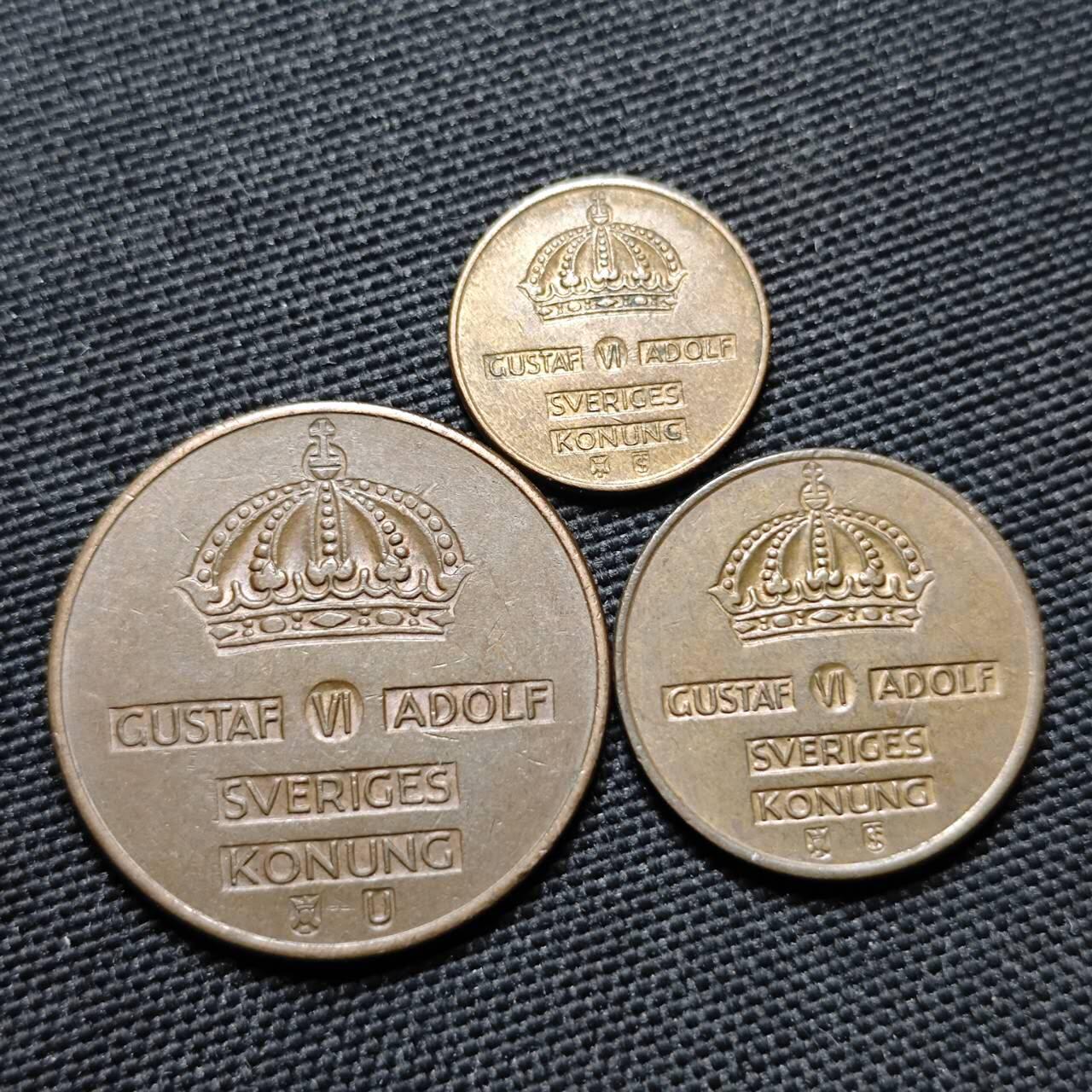 KK钱币收藏小铺  第365场  2月预留时间 周末发货  瑞典大小面值铜币一组