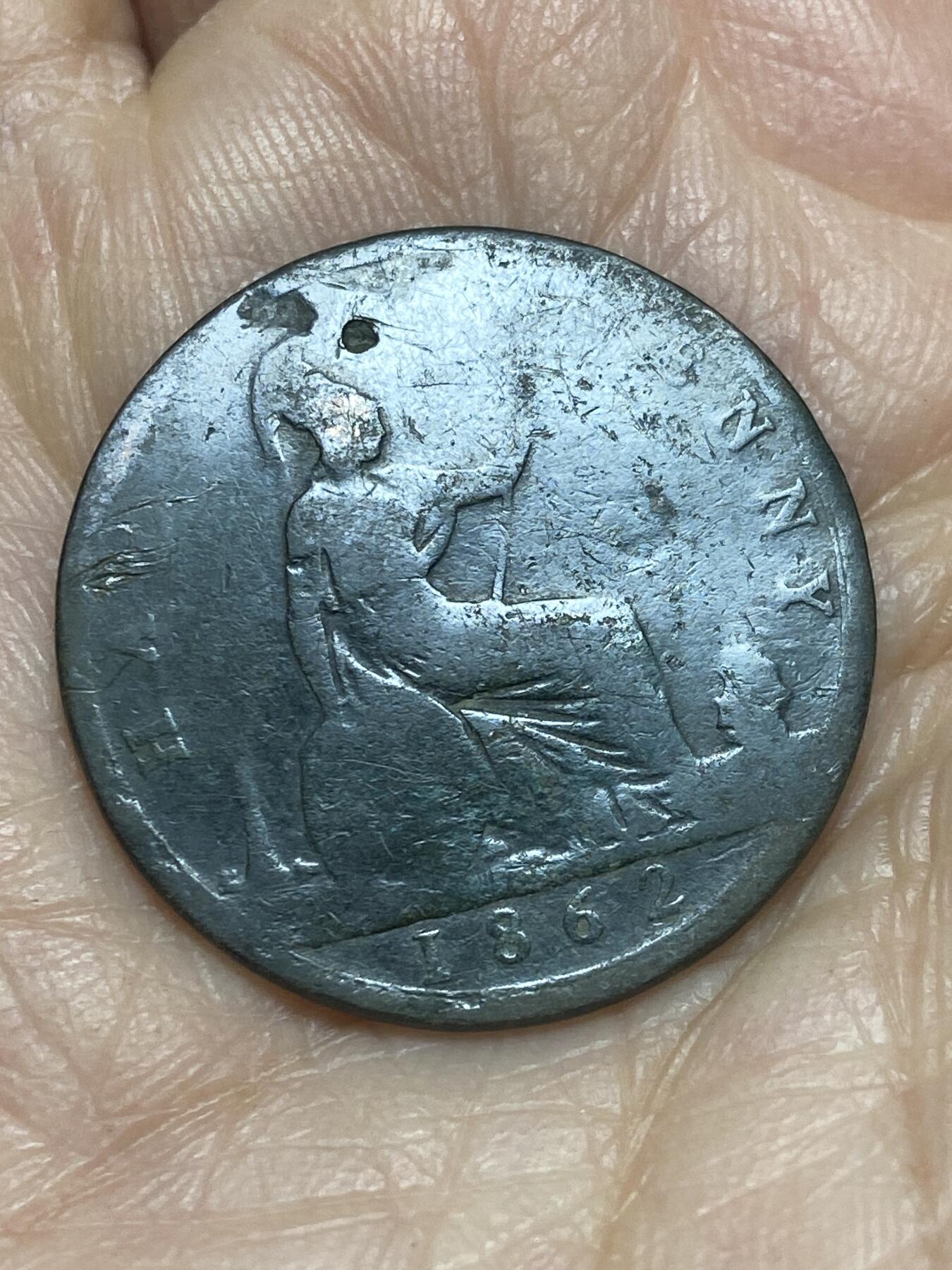 2025年第一百二十五场(总第一百五十一场）外国好品散币(免佣金) 英国🇬🇧1862年半便士(维多利亚女王中年桂冠第二版)