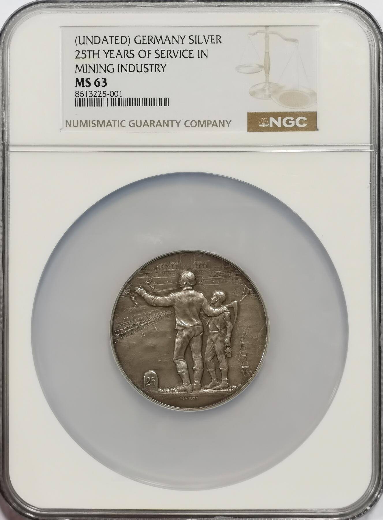 博洋堂“物美丰成”11月精品专场暨第145期（全场包邮） NGC MS63 德国工业服务25周年纪念巨大银章，跨越并带入第三帝国前期的实物历史见证！