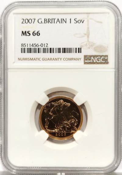 博洋堂“物美丰成”11月精品专场暨第145期（全场包邮） - NGC MS66 英国2007年伊丽莎白1索维林8克金币