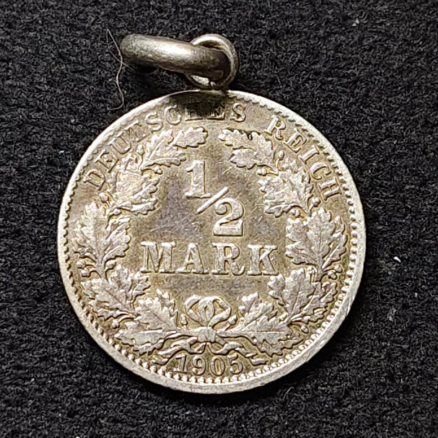 【全场包邮】纯粹捡漏拍474场（免费代拍第11场） 【杂件】德国第二帝国1905年1/2马克银币