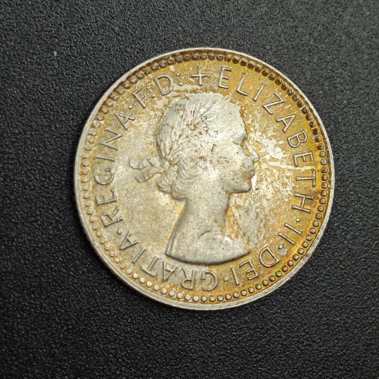 【淘币小摊】实时拍第七百九十拍   散币场   满百包邮可预留二周 每周一统一发货   澳大利亚1962年伊丽莎白二世6便士银币