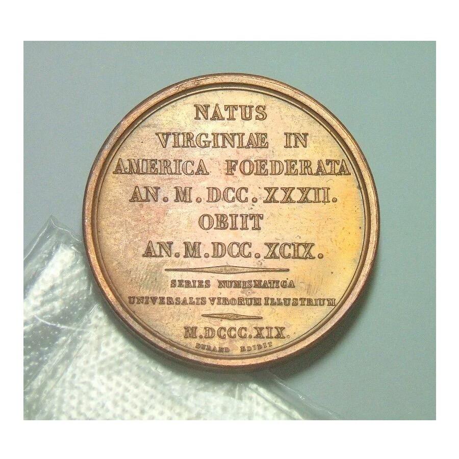 法国1819年 华盛顿总统 稀少青年像高浮雕精制大铜章 40MM