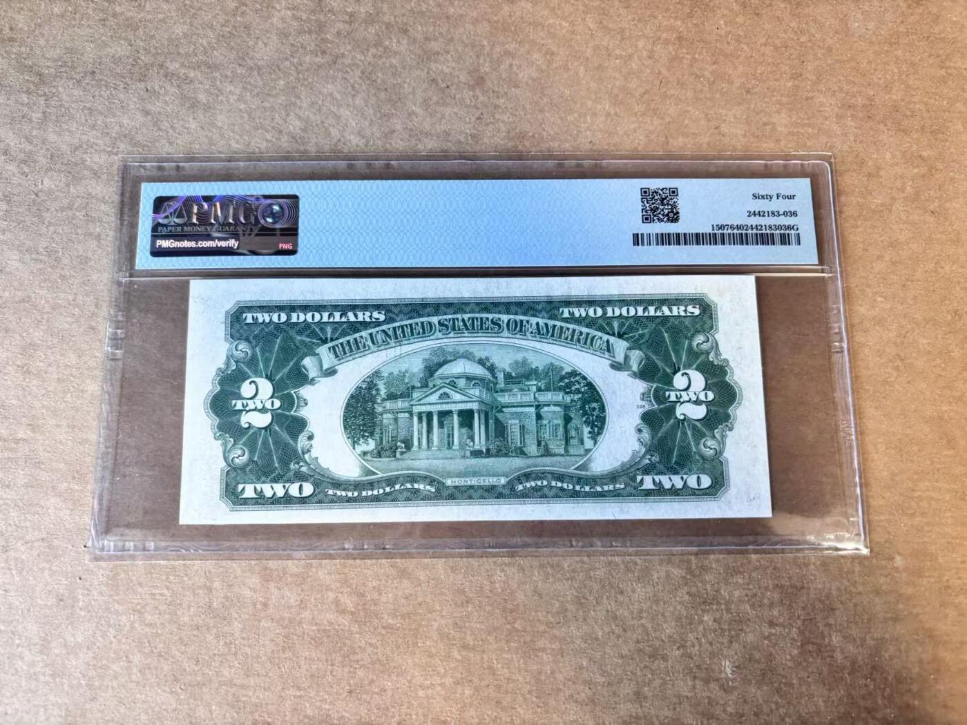 【Blue Auction】世界纸币精拍第747期——18级TOP拍卖/信誉/品质/专业/高效💫 美国 1928F 2美金 PMG64