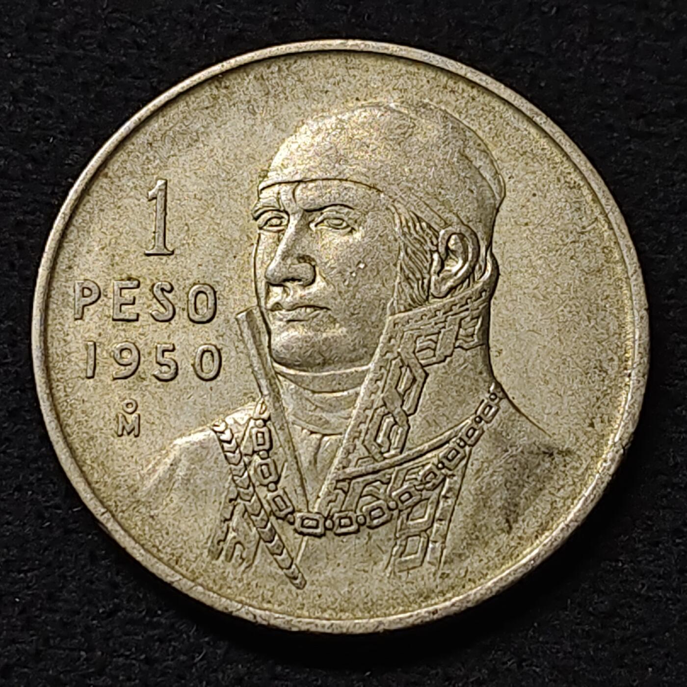【全场包邮】纯粹捡漏拍474场（免费代拍第11场） 墨西哥1950年1比索莫雷洛斯（32毫米13.33克）银币