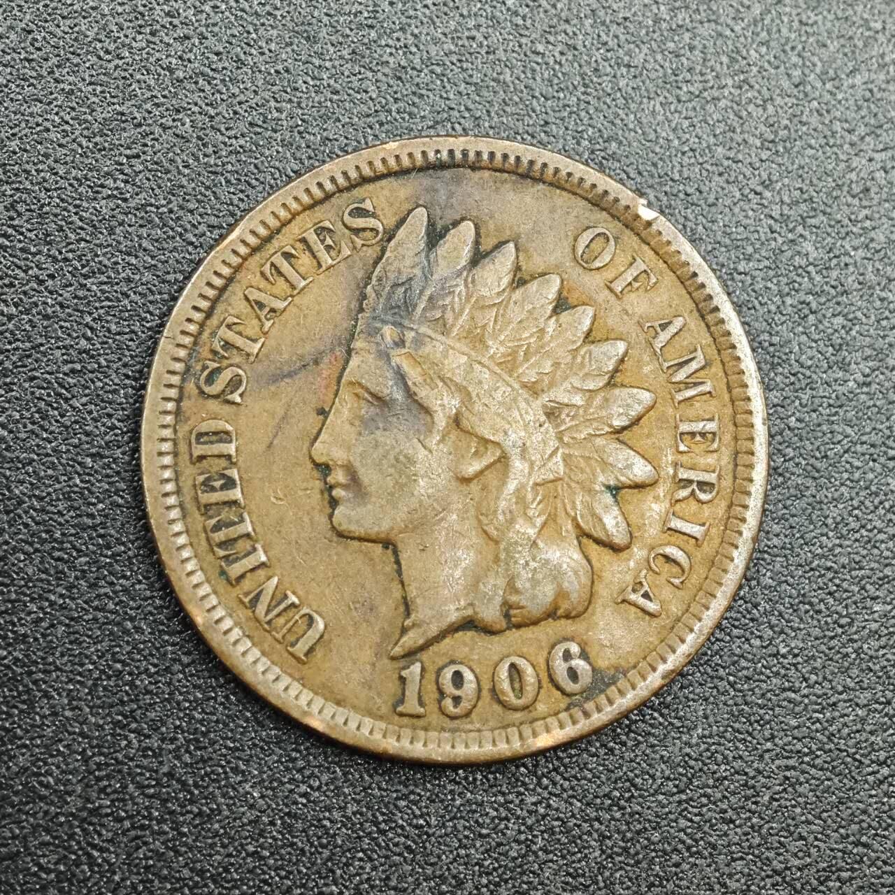 【淘币小摊】实时拍第七百九十拍   散币场   满百包邮可预留二周 每周一统一发货   美国1906年印第安一分铜币