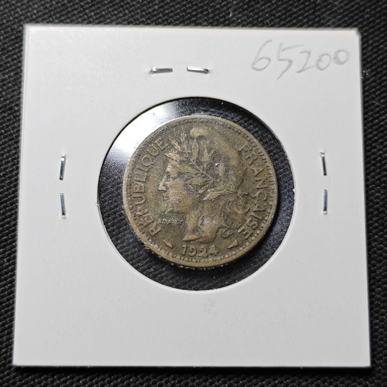 KK钱币收藏小铺  第365场  2月预留时间 周末发货  1924法属多哥1法郎铜币