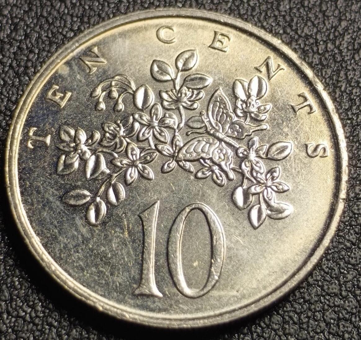 泉币菌-第127场-精品福利场(115场之后的本周末发货，感谢理解) 原光极美 牙买加10分 蝴蝶在花丛中 铜镍币 外国硬币 23.6mm