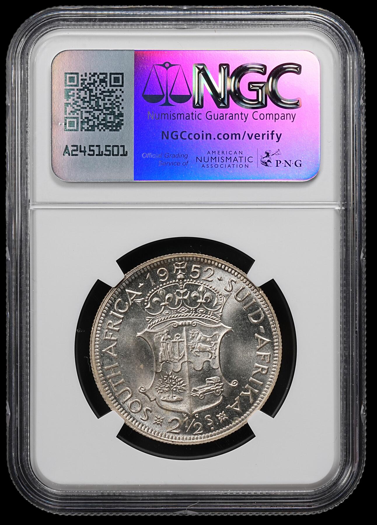 修遠堂世界钱币第九十二期 NGC PF67 1952年南非2.5先令精制银币