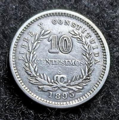 西班牙、丹属西印度、法属殖民地、乌拉圭银币古铜币，周五晚上九点倒数截拍，满百包邮，可寄存半年，喜欢朋友微信扫描二维码可直接参拍 - XF乌拉圭1893年10分银币km14