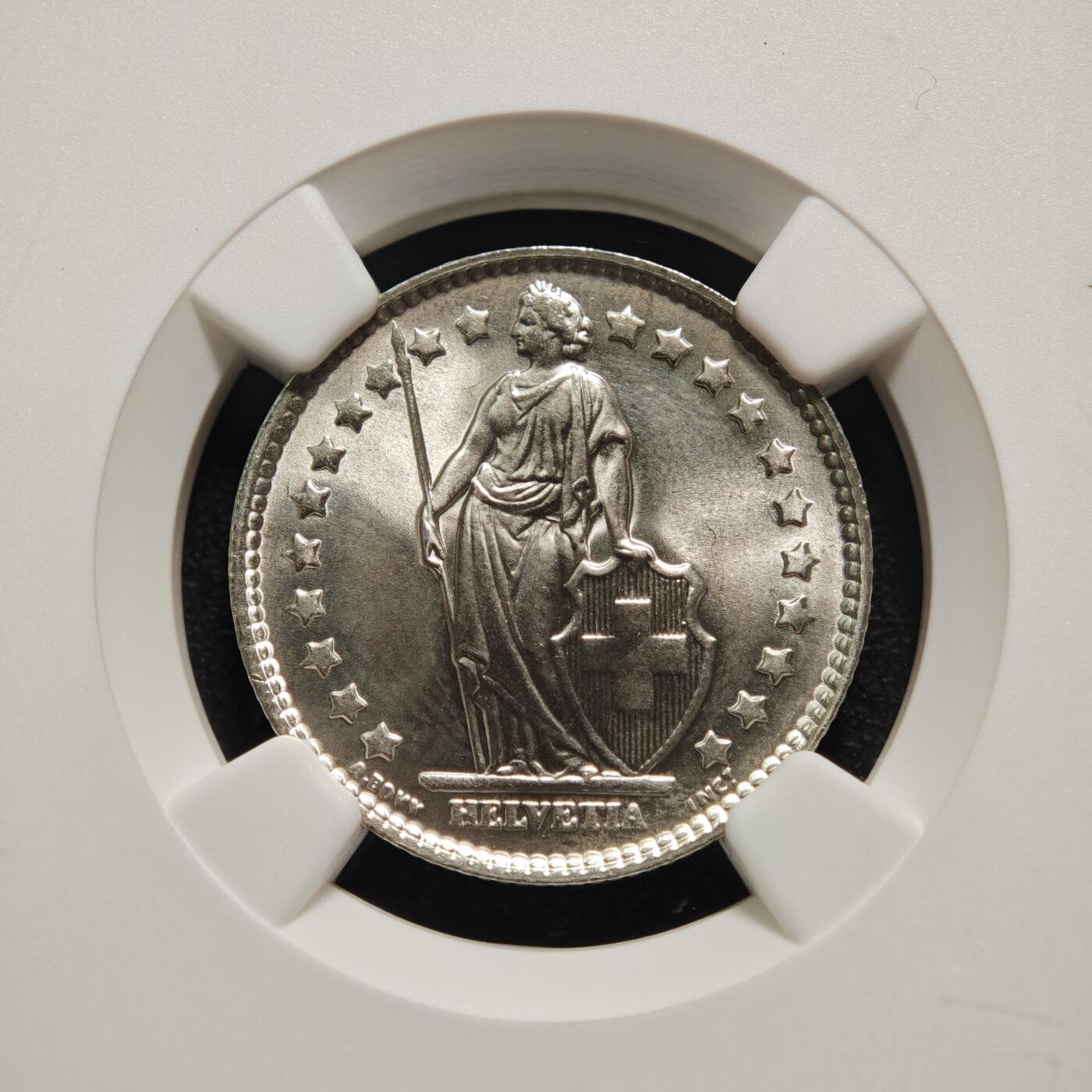 【德藏】世界币章拍卖第152期（拍品征集中~欢迎藏友联系） 1964年 瑞士法郎银币  原光十足 NGC MS67