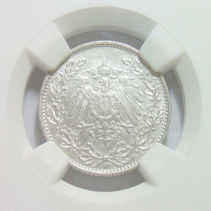 【银】NGC AU 德国1913年J版1/2马克银币 爽品