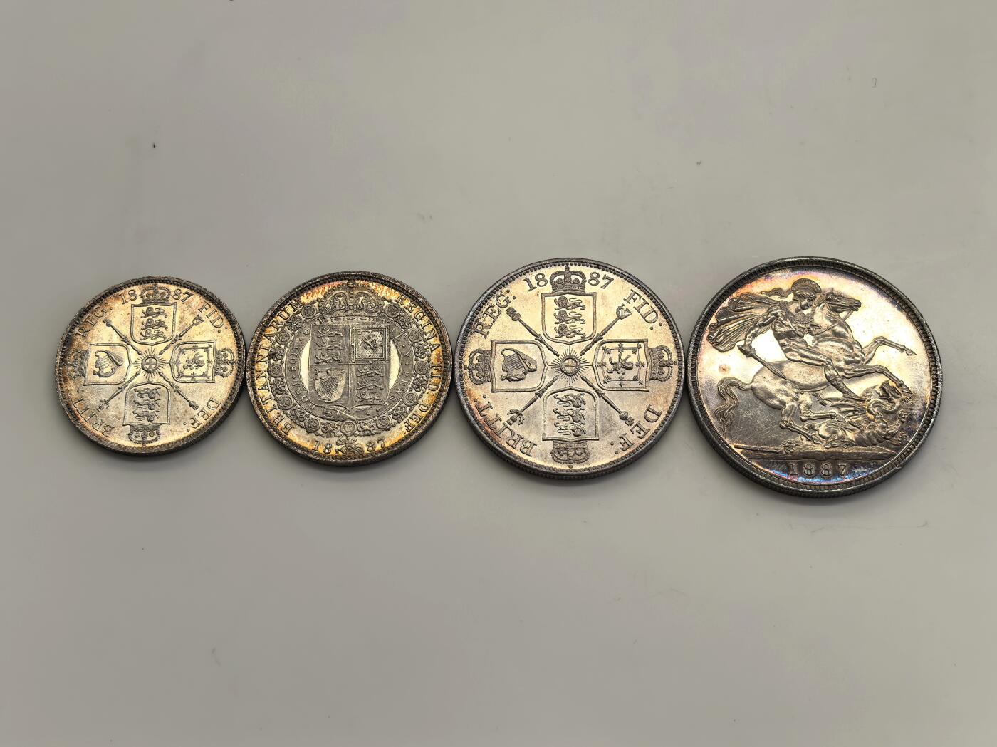 博洋堂“物美丰成”11月精品专场暨第145期（全场包邮） 英国1887年维多利亚女王50周年金禧金银币大全套11枚原盒套币