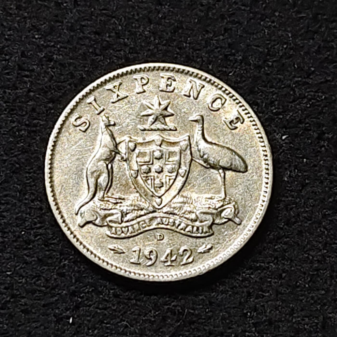 【全场包邮】纯粹捡漏拍474场（免费代拍第11场） 澳大利亚1942年乔治六世6便士银币