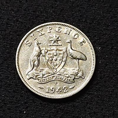 【全场包邮】纯粹捡漏拍474场（免费代拍第11场） - 澳大利亚1942年乔治六世6便士银币