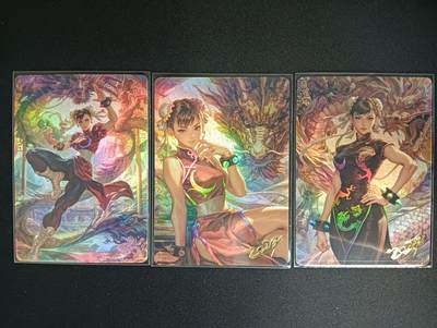 花开卡拍第46期（11月9号周日截拍，品控勿拍!!!拍品不寄存，运费5元，自制卡难免瑕疵，可能存在轻微撞角爆边等出厂瑕疵，品控介意勿拍！） - 江东卡牌 春丽一套3张 粗彩闪