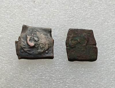 瓶子🏺第215期拍卖会 -  阿富汗杜兰尼王朝双鱼打制铜币  坎大哈打造  使用罕见的铜片折叠打造工艺  稀少品种  双鱼图案不仅仅对东方文化有影响，曾经对阿富汗区域也有影响